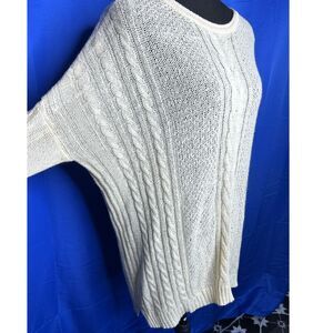 Pinkblush Cream Cable Knit Long Sleeve Sweater - M/L Normcore Crewneck Oversized